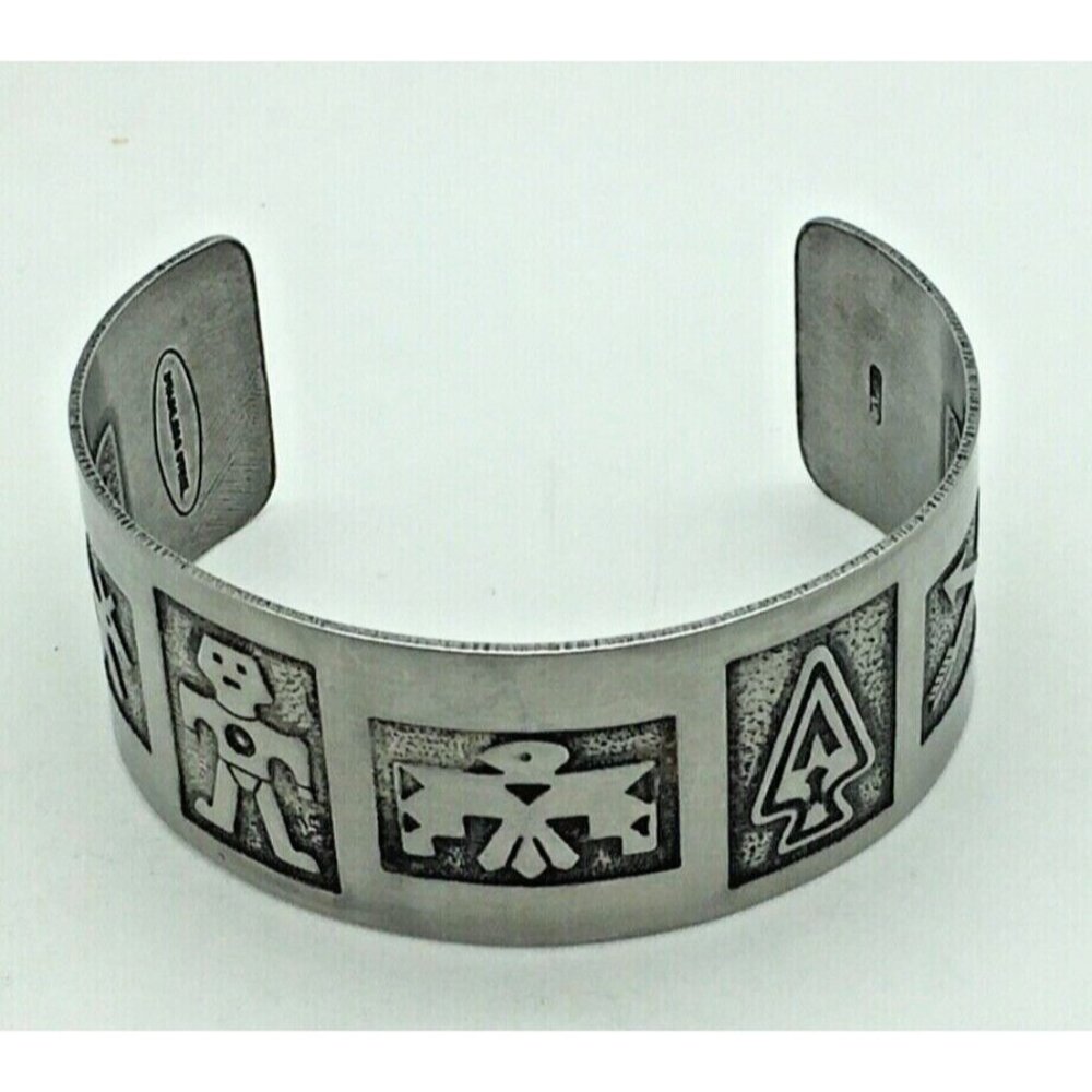 Southwestern  Cuff Bracelet Story Teller Thunderbird  Arrow  Overlay Japan